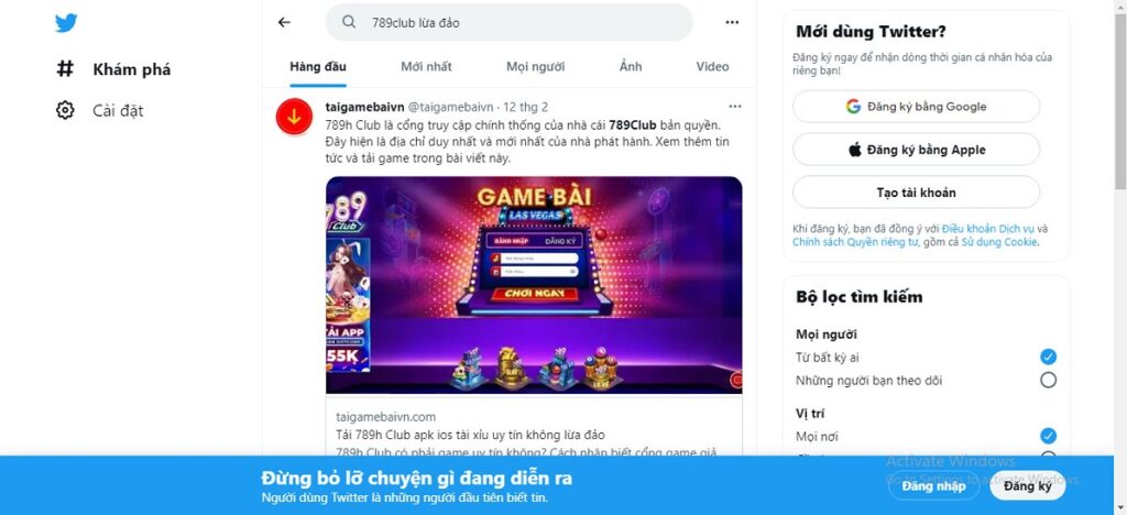 game 789club lừa đảo trên twitter
