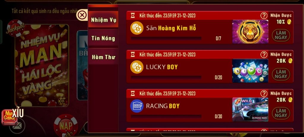 Nhiệm vụ game manclub, sự kiện cổng game manclub