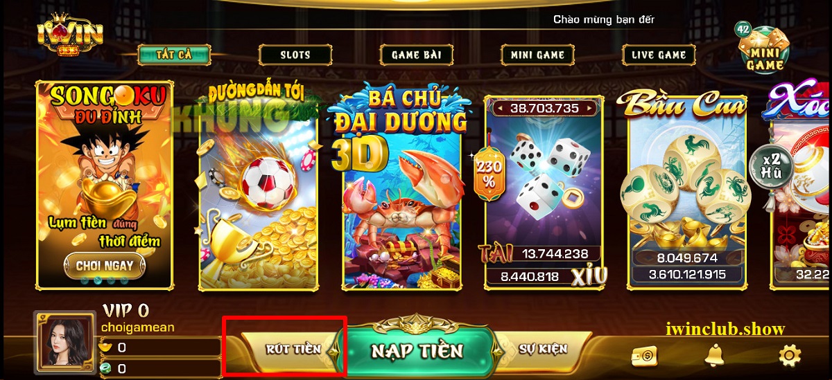 hướng dẫn người chơi rút tiền