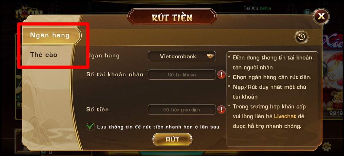 lựa chọn phương thức rút tiền phù hợp