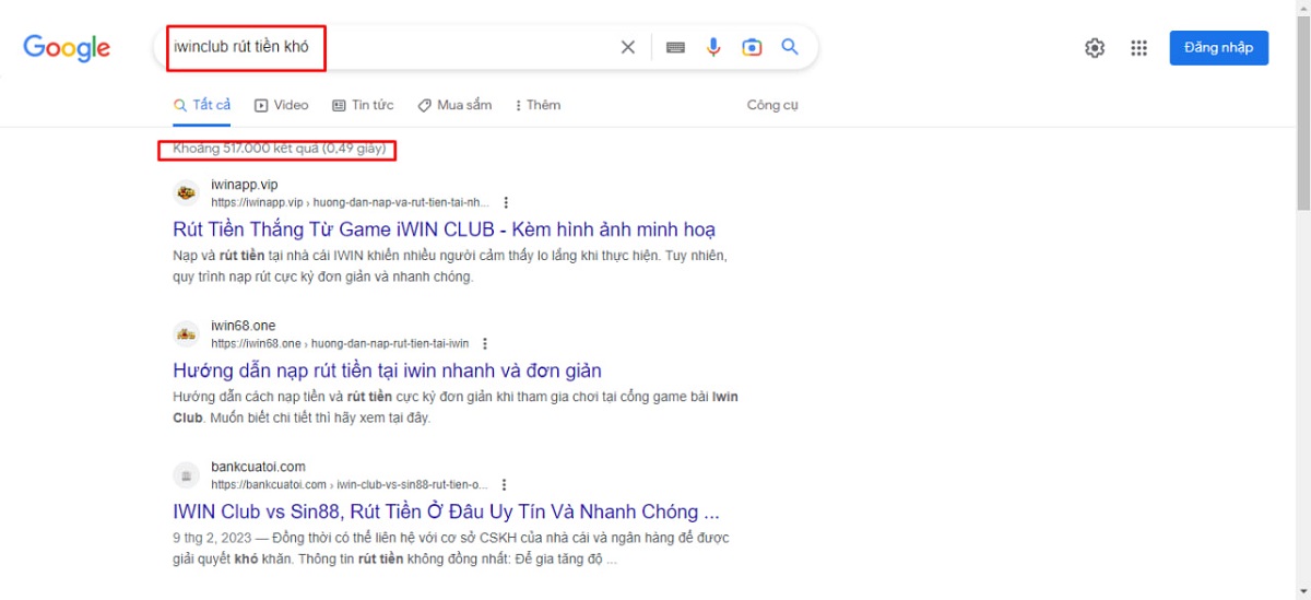 thông tin iwinclub rút tiền khó trên google